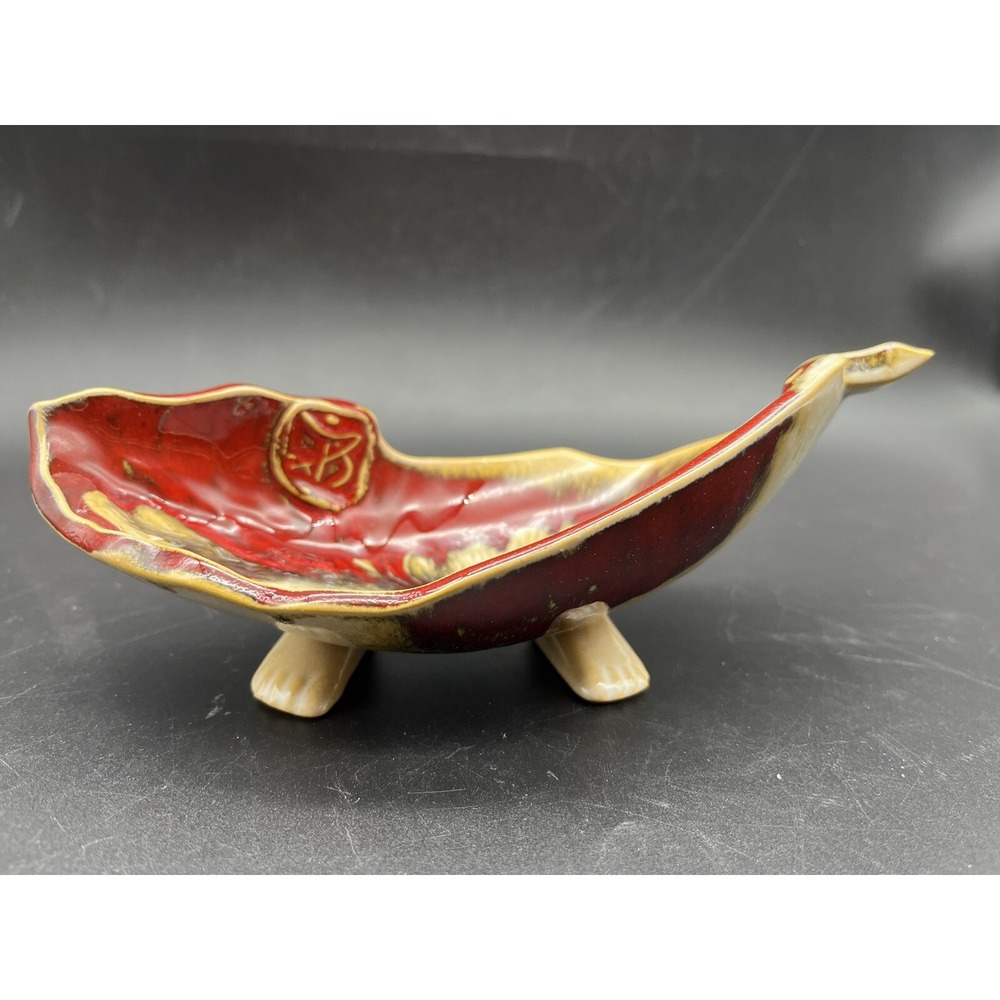 Ceramic Walking Leaf Bowl Dish Autumn Fall Colors Japan 7.75"x 3.75"x 3"